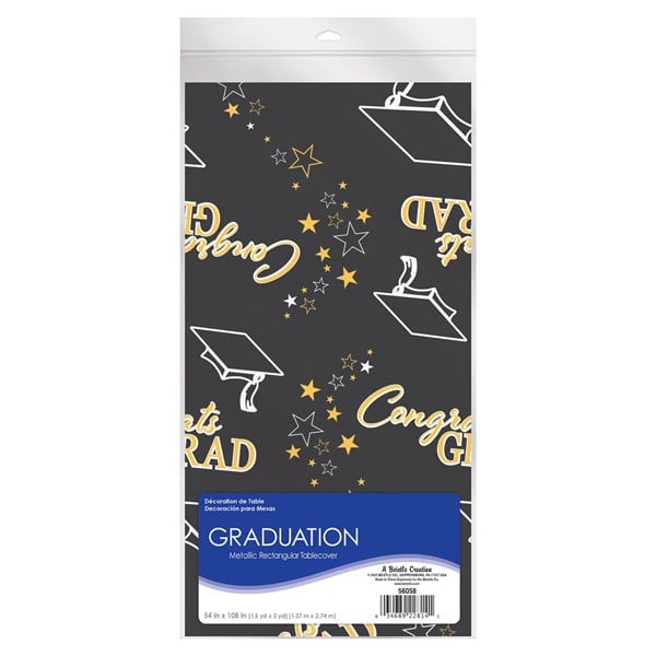 Gold Congrats Grad Metallic Table Cover