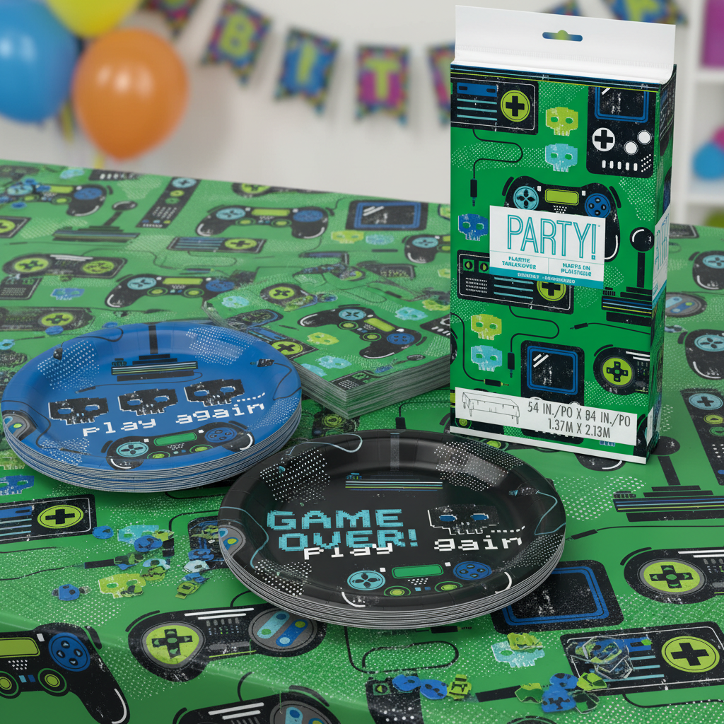 Gamer Birthday Party Kit GOOD with coordinated tableware