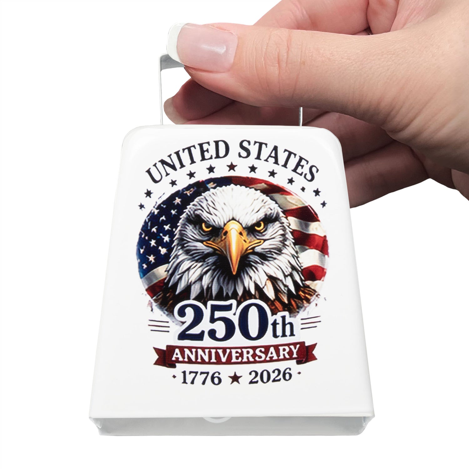 USA 250th Anniversary Large White Cowbell