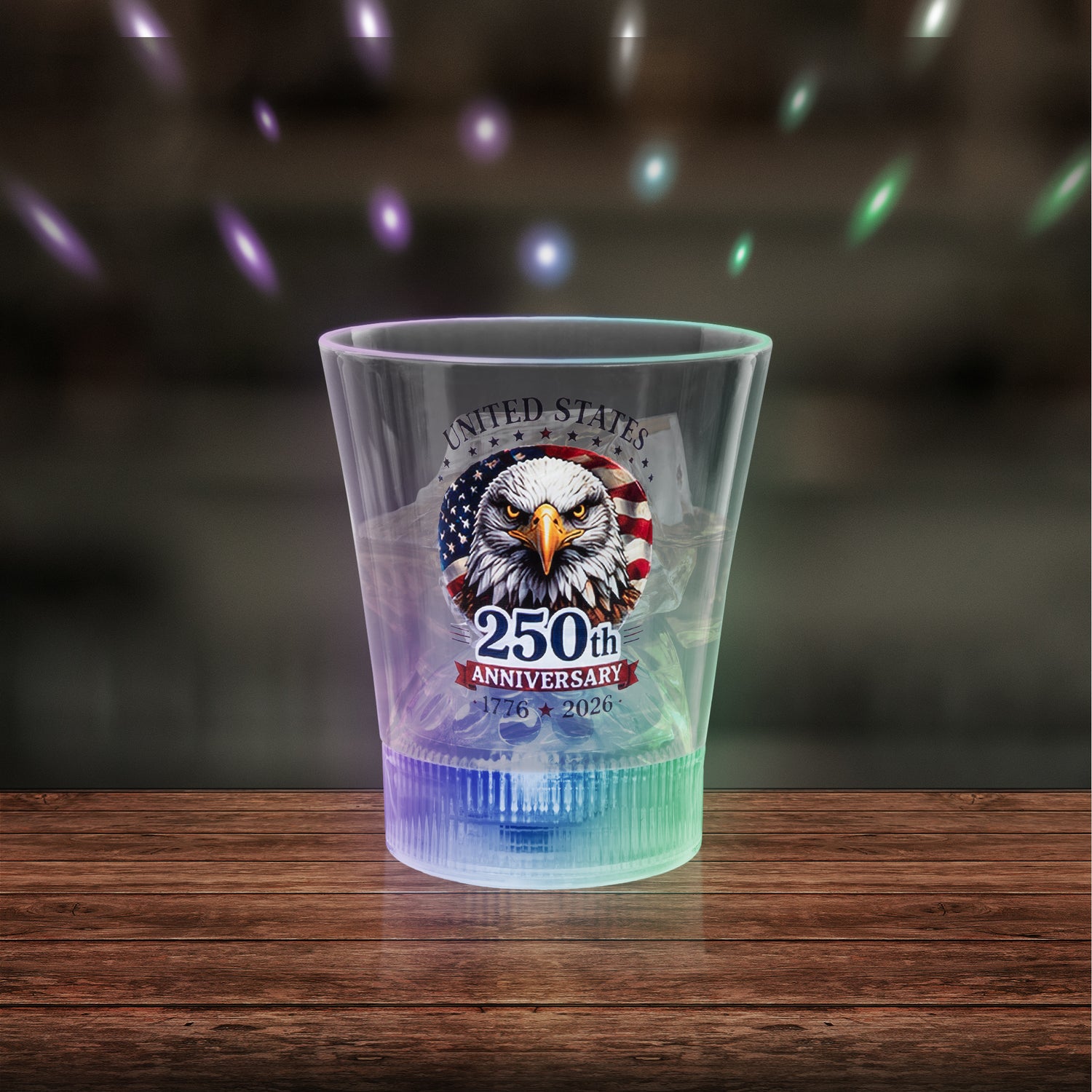 250th ANNIVERSARY- Multicolor Light Up Rocks Glass
